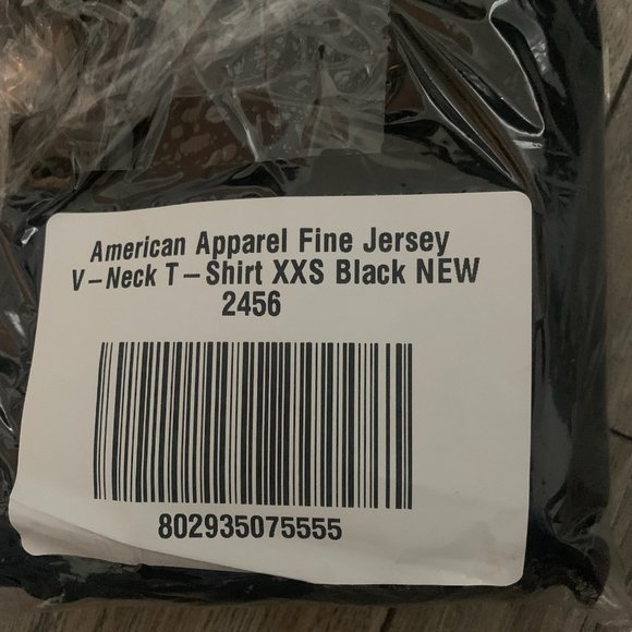 NWT AMERICAN APPAREL FINE JERSEY‎ V-NECK T-SHIRT BLACK XXS - Picture 6 of 7